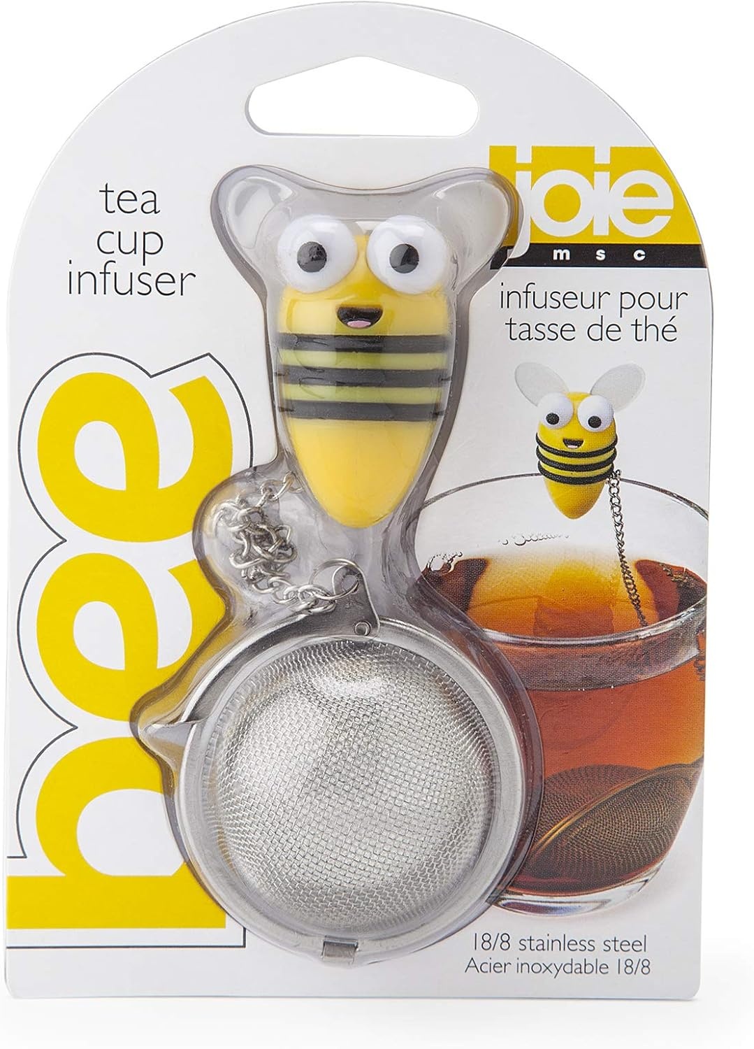 image:imageJoie Bumble Bee Tea Ball Infuser Steep and Strain Loose Leaf Tea Securely Sits on Side of Mug Cute Bee Design Stainless Steel BPAFree