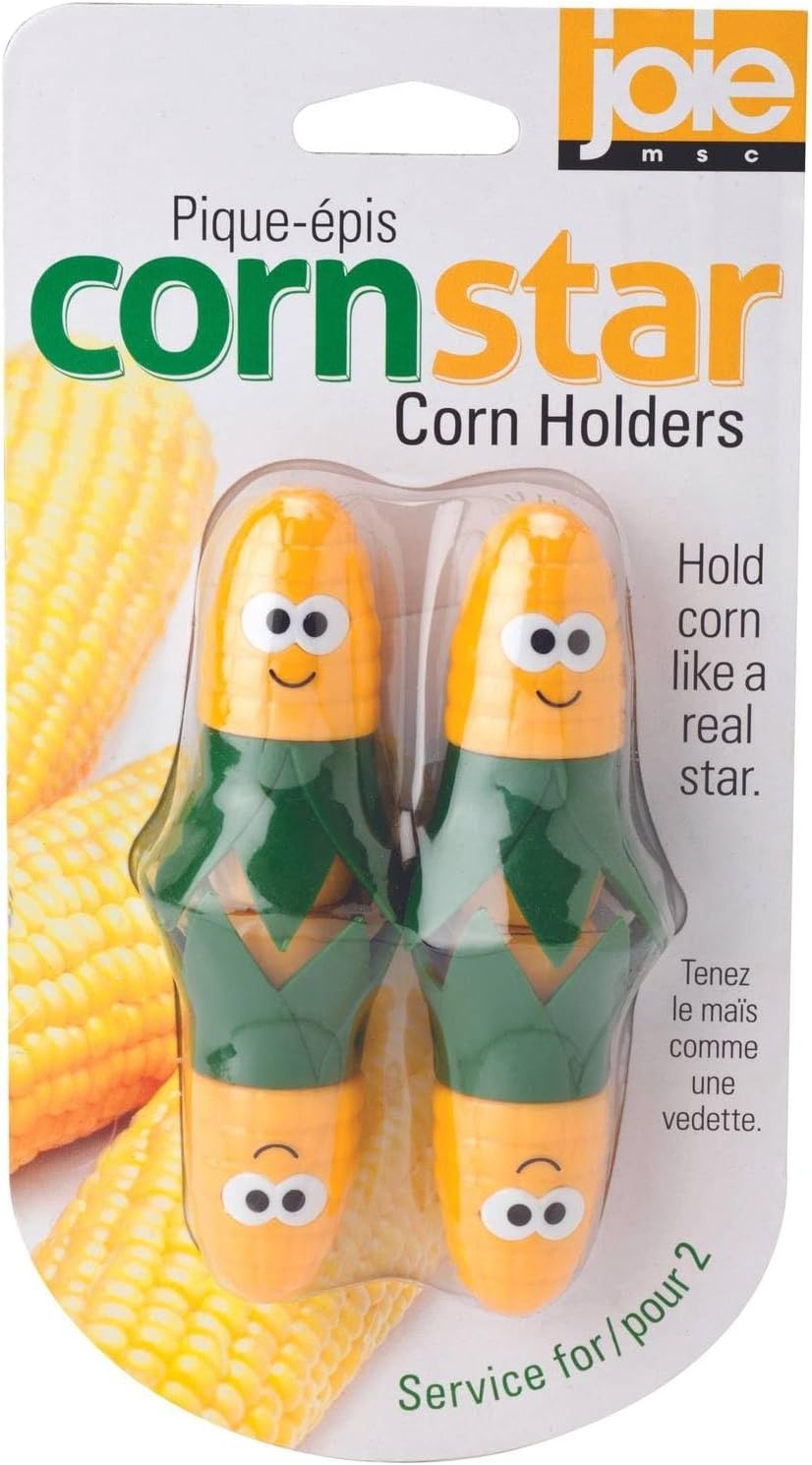 image:imageJoie Corn Cob Stripper Durable Stainless Steel Blades Secure Contoured Grip Compact Peeler Cuts in Both Directions to Remove Kernels Cute Kitchen Gadget Great Canning ToolCornStar Holders