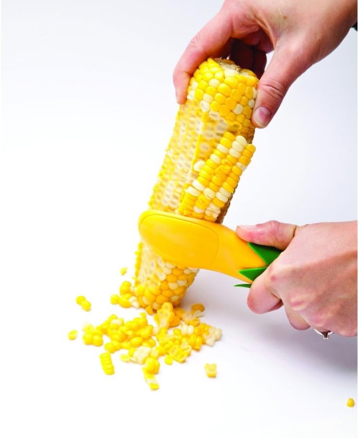 image:imageJoie Corn Cob Stripper Durable Stainless Steel Blades Secure Contoured Grip Compact Peeler Cuts in Both Directions to Remove Kernels Cute Kitchen Gadget Great Canning ToolCorn Stripper
