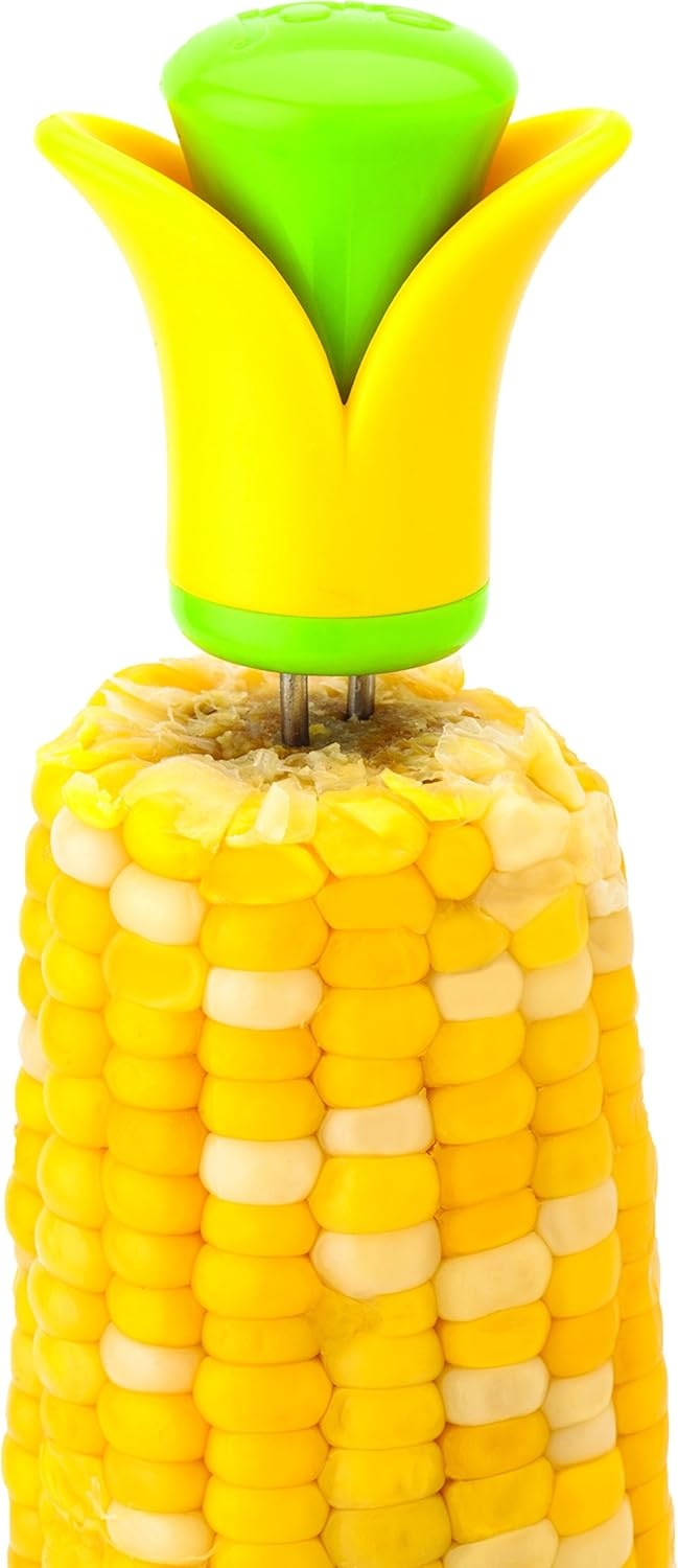 image:imageJoie Corn Cob Stripper Durable Stainless Steel Blades Secure Contoured Grip Compact Peeler Cuts in Both Directions to Remove Kernels Cute Kitchen Gadget Great Canning ToolBlossom Corn Holders