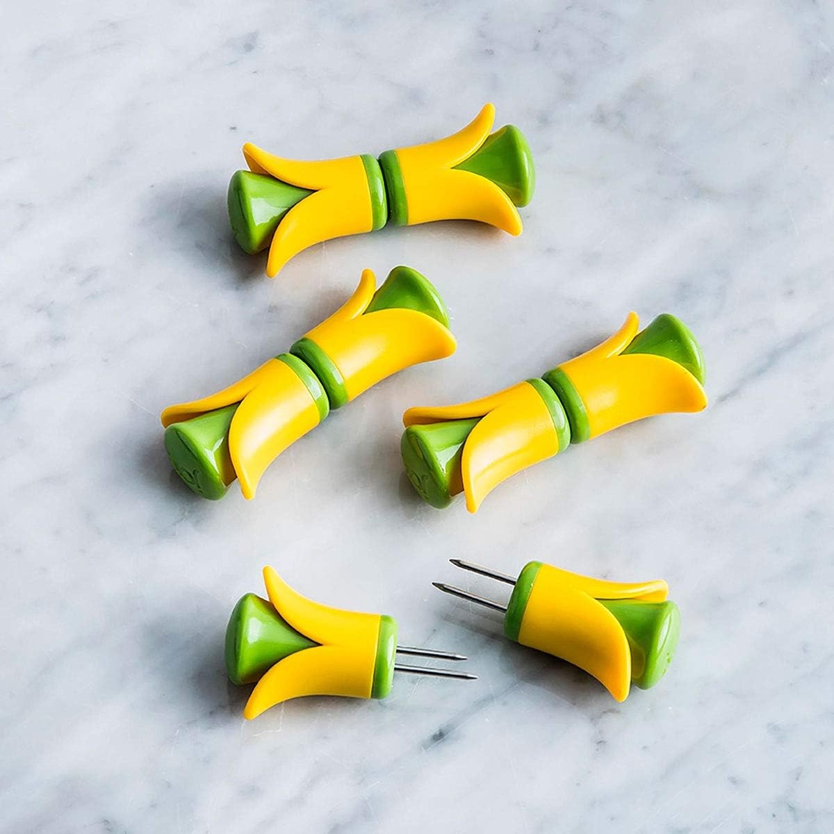 image:imageJoie Corn Cob Stripper Durable Stainless Steel Blades Secure Contoured Grip Compact Peeler Cuts in Both Directions to Remove Kernels Cute Kitchen Gadget Great Canning ToolBlossom Corn Holders