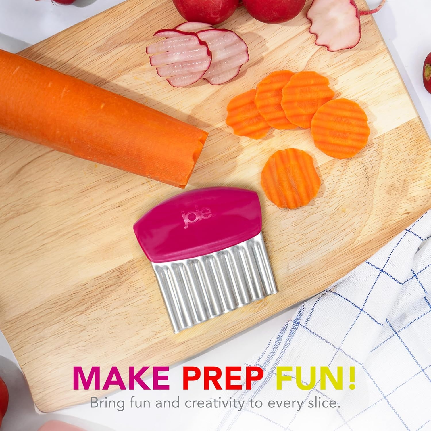 image:imageJoie Crinkle Cutter Kitchen Knife for Vegetables Stainless Steel Blade Colors May Vary 1 CountV1