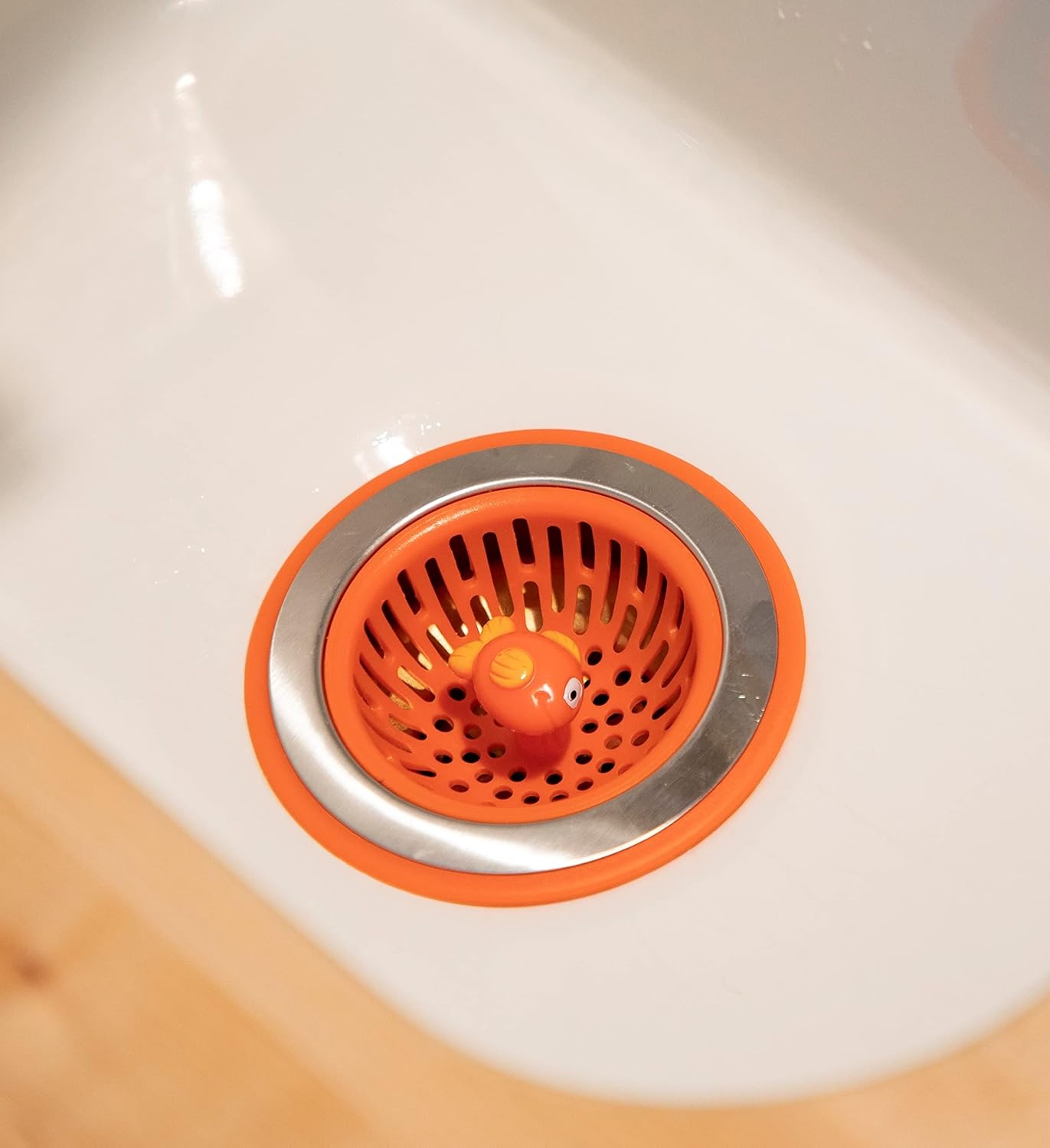 image:imageJoie Doodle Doo Kitchen Sink Strainer Basket Fits All Standard Sinks Stainless Steel Cute Garbage Disposal Drain Cover 45Inch Red RoosterFish 45