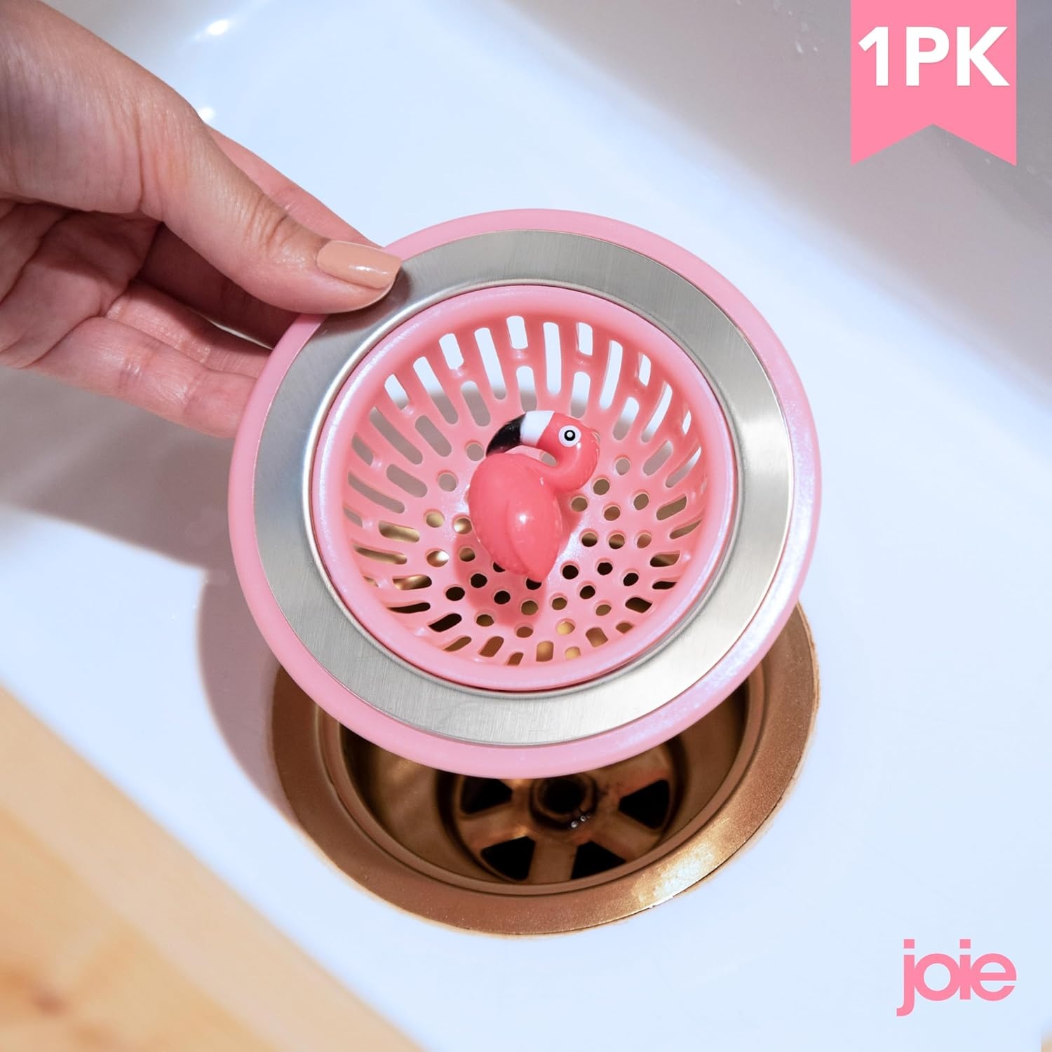 image:imageJoie Doodle Doo Kitchen Sink Strainer Basket Fits All Standard Sinks Stainless Steel Cute Garbage Disposal Drain Cover 45Inch Red RoosterFlamingo 45