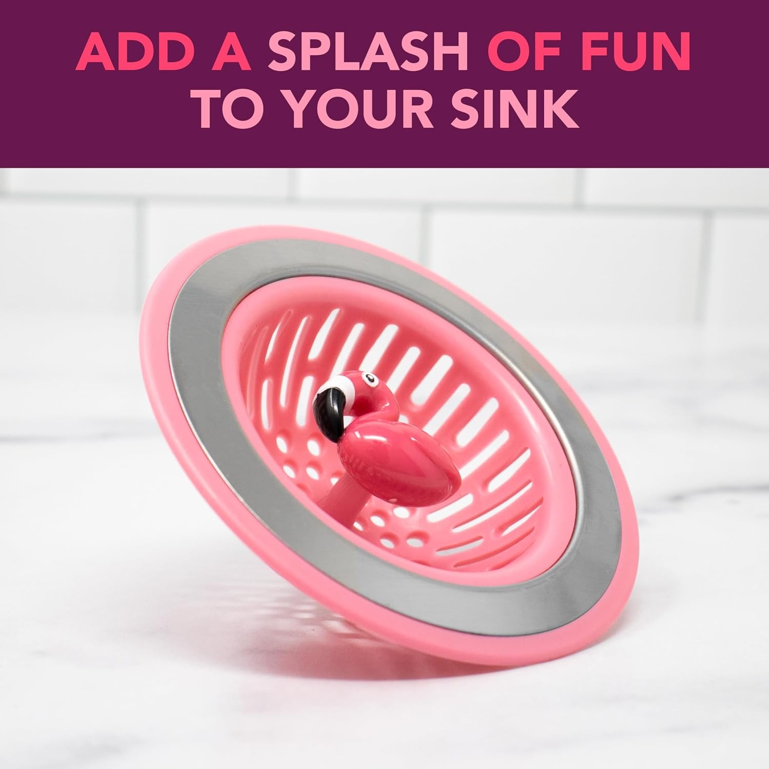 image:imageJoie Doodle Doo Kitchen Sink Strainer Basket Fits All Standard Sinks Stainless Steel Cute Garbage Disposal Drain Cover 45Inch Red RoosterFlamingo 45