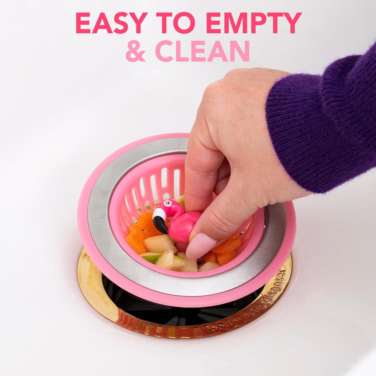 image:imageJoie Doodle Doo Kitchen Sink Strainer Basket Fits All Standard Sinks Stainless Steel Cute Garbage Disposal Drain Cover 45Inch Red RoosterFlamingo 45