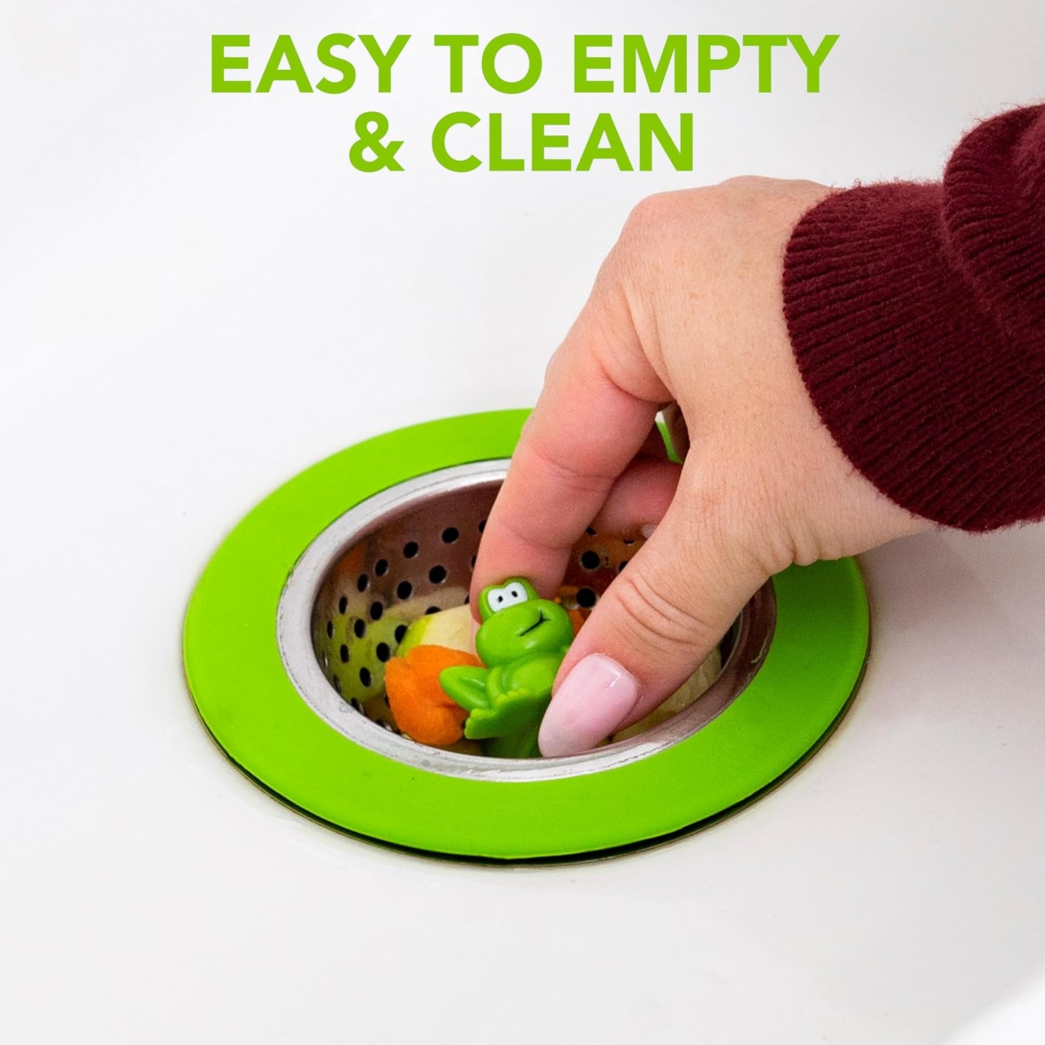 image:imageJoie Doodle Doo Kitchen Sink Strainer Basket Fits All Standard Sinks Stainless Steel Cute Garbage Disposal Drain Cover 45Inch Red RoosterFrog 45