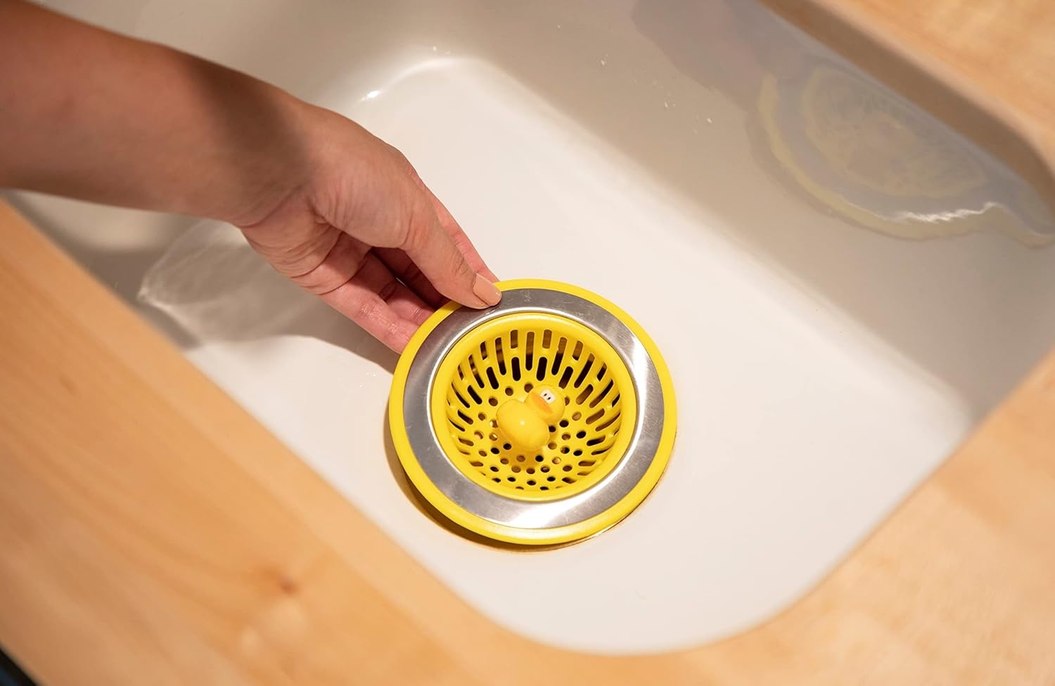 image:imageJoie Doodle Doo Kitchen Sink Strainer Basket Fits All Standard Sinks Stainless Steel Cute Garbage Disposal Drain Cover 45Inch Red RoosterQuack 45