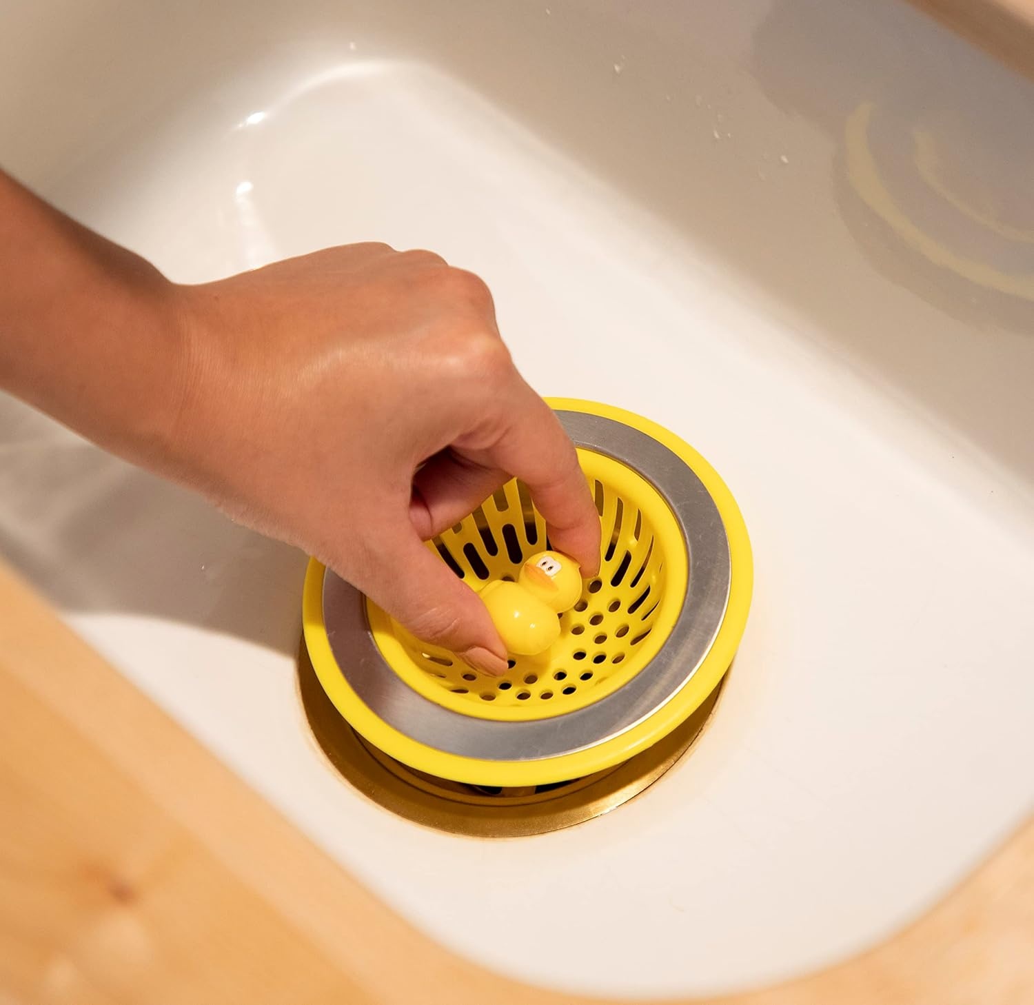 image:imageJoie Doodle Doo Kitchen Sink Strainer Basket Fits All Standard Sinks Stainless Steel Cute Garbage Disposal Drain Cover 45Inch Red RoosterQuack 45