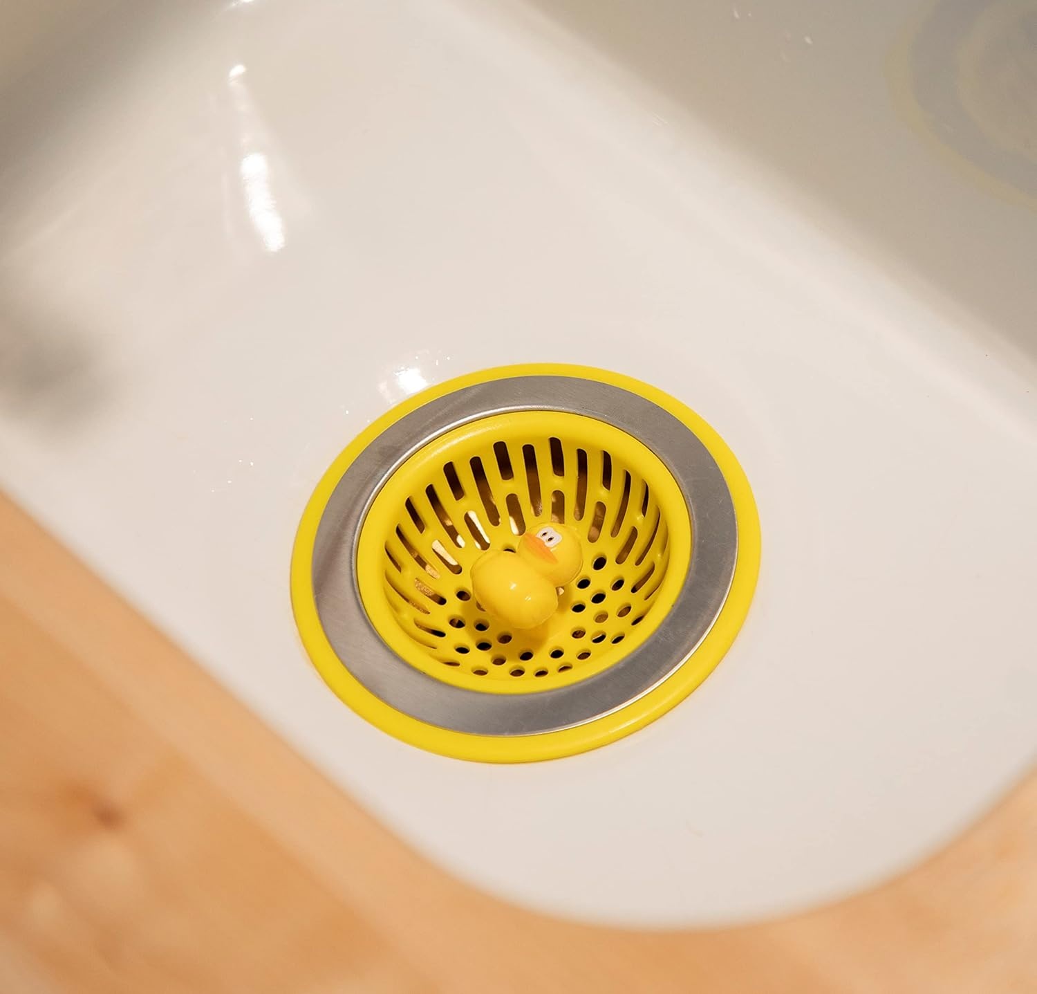 image:imageJoie Doodle Doo Kitchen Sink Strainer Basket Fits All Standard Sinks Stainless Steel Cute Garbage Disposal Drain Cover 45Inch Red RoosterQuack 45