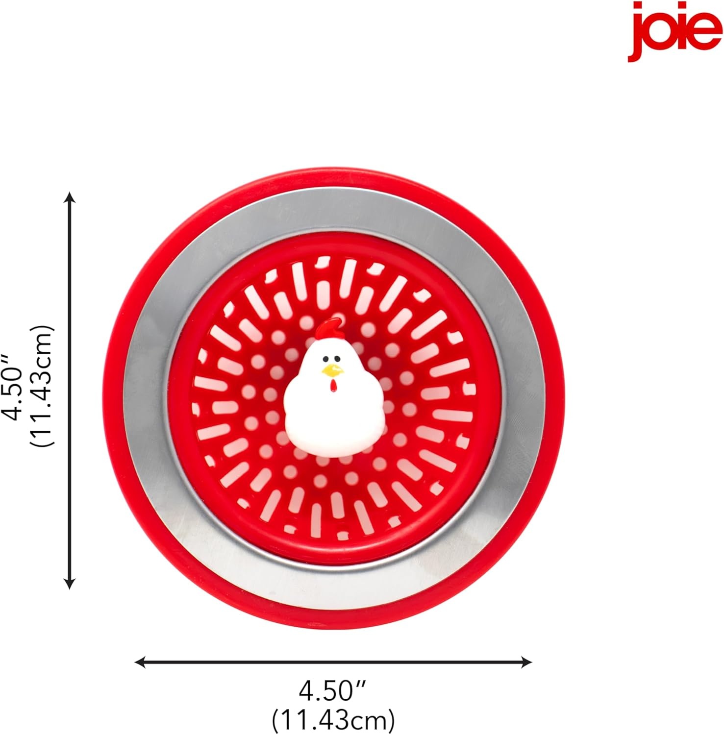 image:imageJoie Doodle Doo Kitchen Sink Strainer Basket Fits All Standard Sinks Stainless Steel Cute Garbage Disposal Drain Cover 45Inch Red RoosterRooster 45