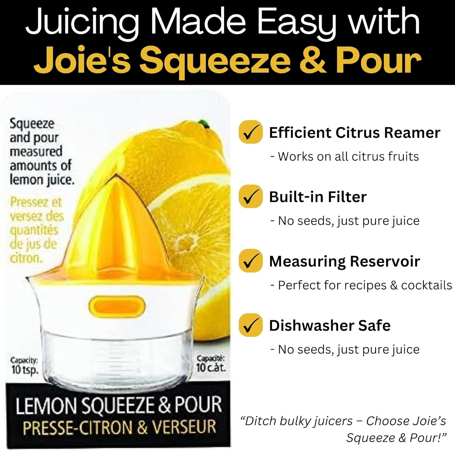 image:imageJoie Kitchen Gadgets Joie Squeeze and Pour Juicer Reamer 10tsp YellowLemon Squeeze Pour