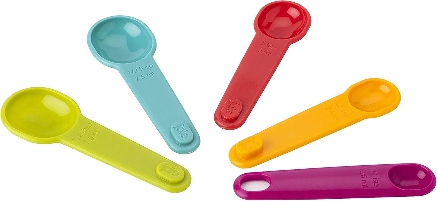image:imageJoie Measuring Spoons Assorted Colors Imperial and Metric Measurements 5Piece SetMeasuring Spoons