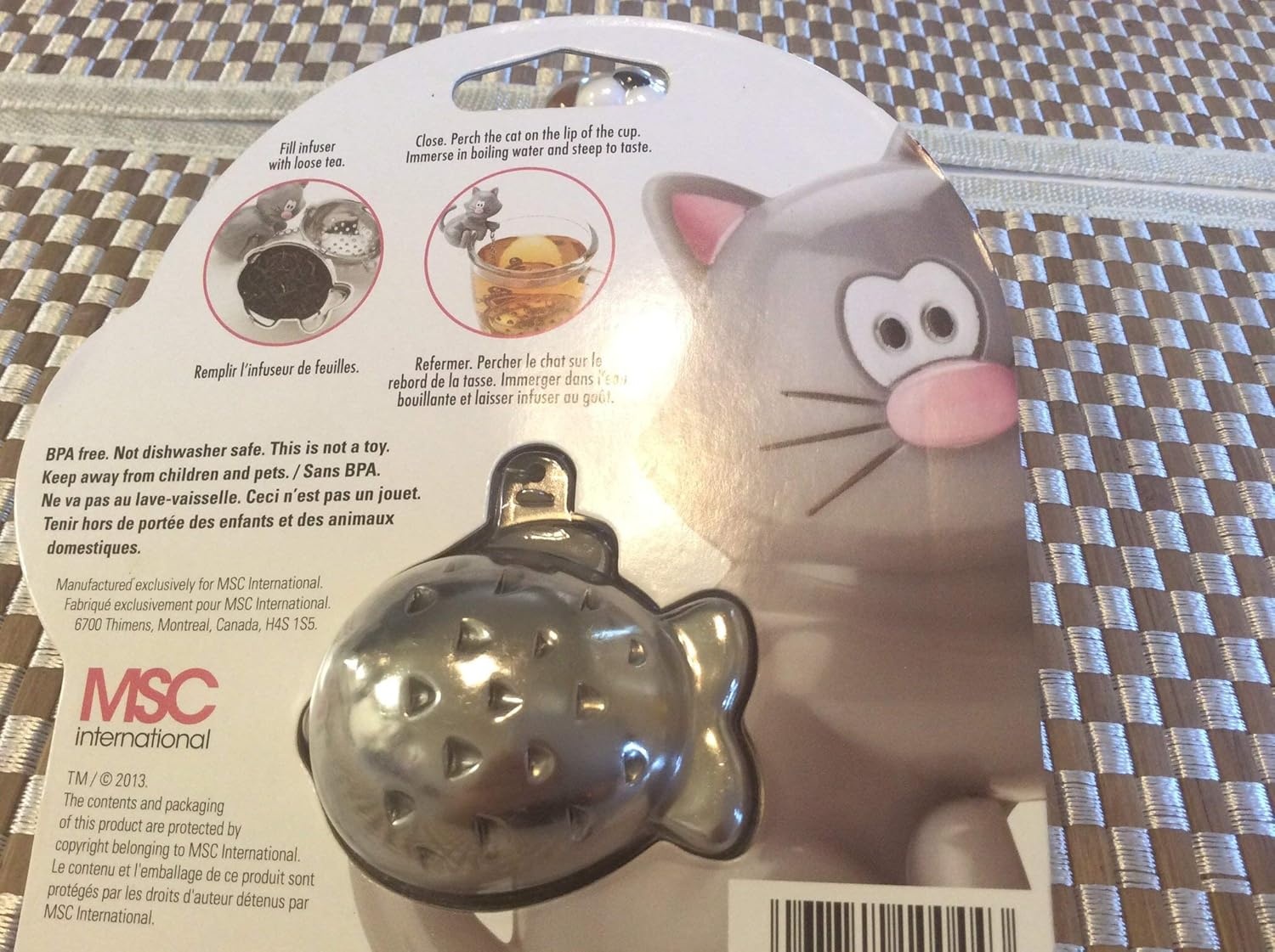image:imageJoie Meow Tea Ball Infuser Steep and Strain Loose Leaf Tea Securely Sits on Side of Mug Cute Cat Design Stainless Steel BPAFree Colors May Vary