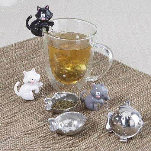 image:imageJoie Meow Tea Ball Infuser Steep and Strain Loose Leaf Tea Securely Sits on Side of Mug Cute Cat Design Stainless Steel BPAFree Colors May Vary
