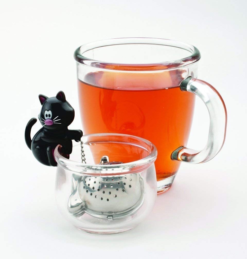 image:imageJoie Meow Tea Ball Infuser Steep and Strain Loose Leaf Tea Securely Sits on Side of Mug Cute Cat Design Stainless Steel BPAFree Colors May Vary