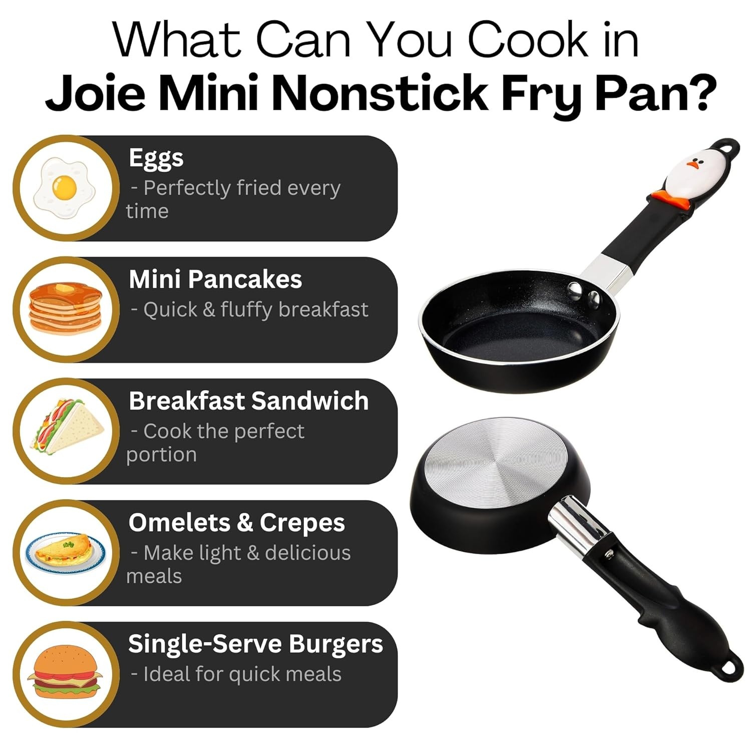 image:imageJoie Mini Egg Frying Pan Small Nonstick Skillet HeatResistant Handle Perfect Breakfast for One Ideal for Egg Sandwiches and Pancakes 45 Inch BPAFree PFOAFree