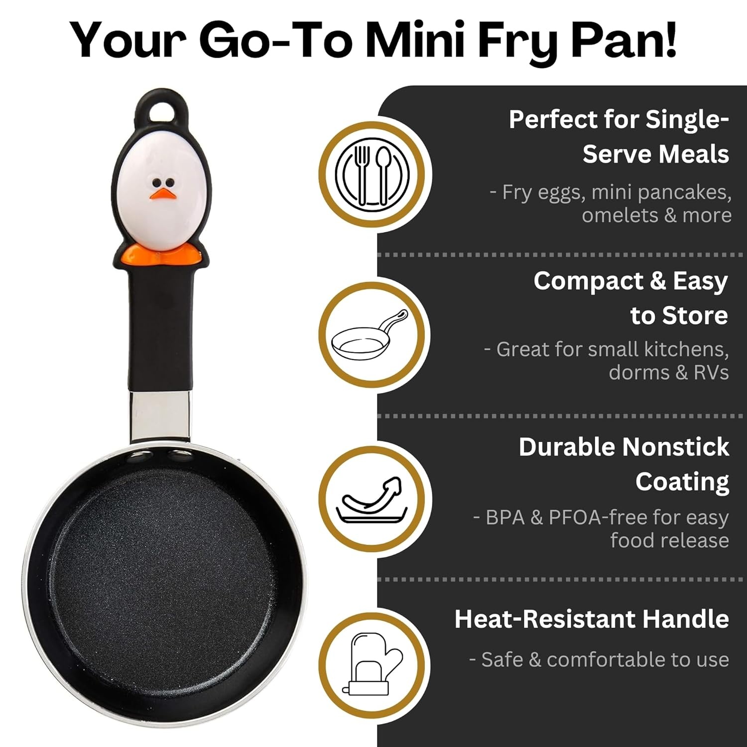 image:imageJoie Mini Egg Frying Pan Small Nonstick Skillet HeatResistant Handle Perfect Breakfast for One Ideal for Egg Sandwiches and Pancakes 45 Inch BPAFree PFOAFree