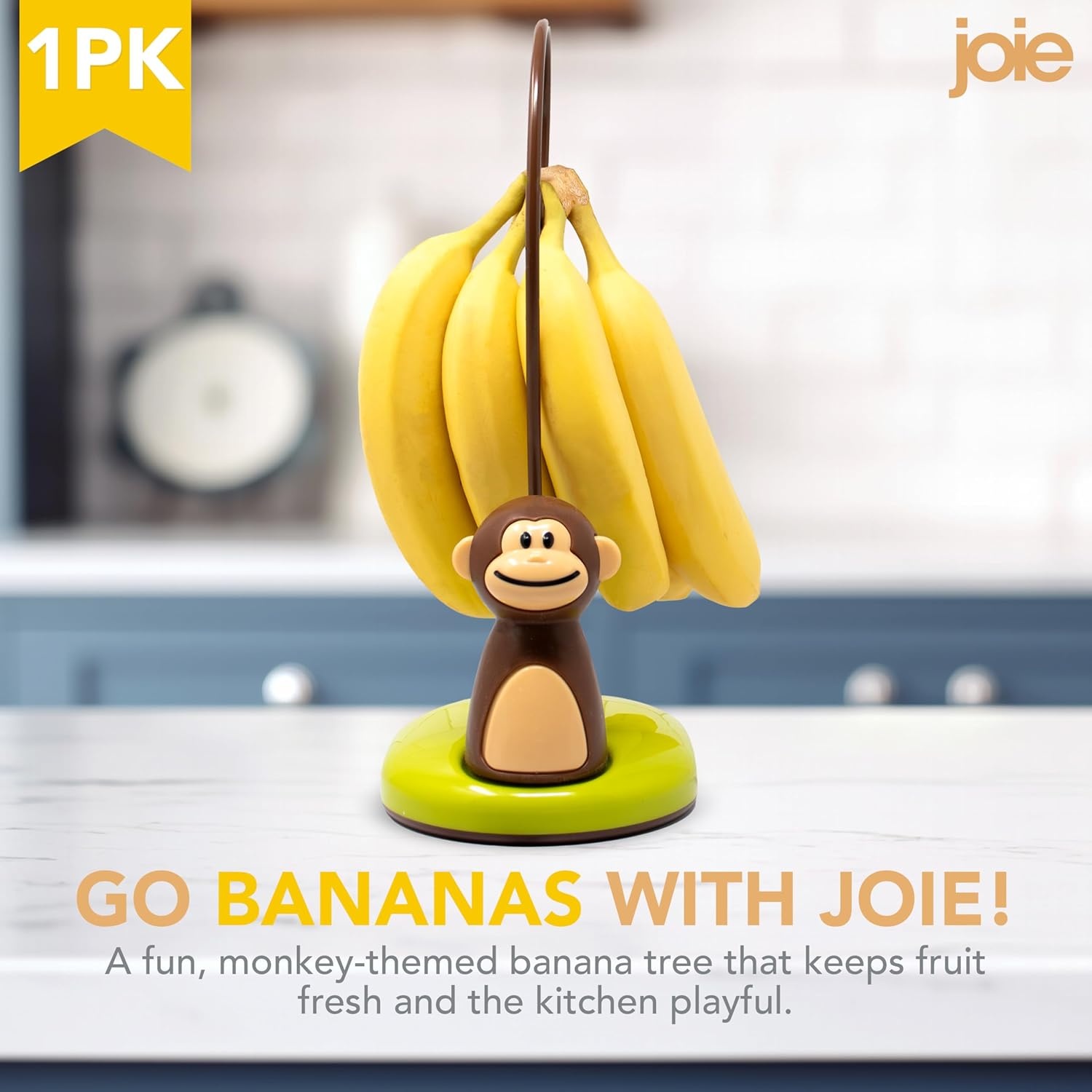 image:imageJoie Monkey Banana Tree Holder Countertop Fruit Hanger with Secure Hook Bananas Ripen Evenly and Last Longer Cute Kitchen GadgetMonkey Banana Tree