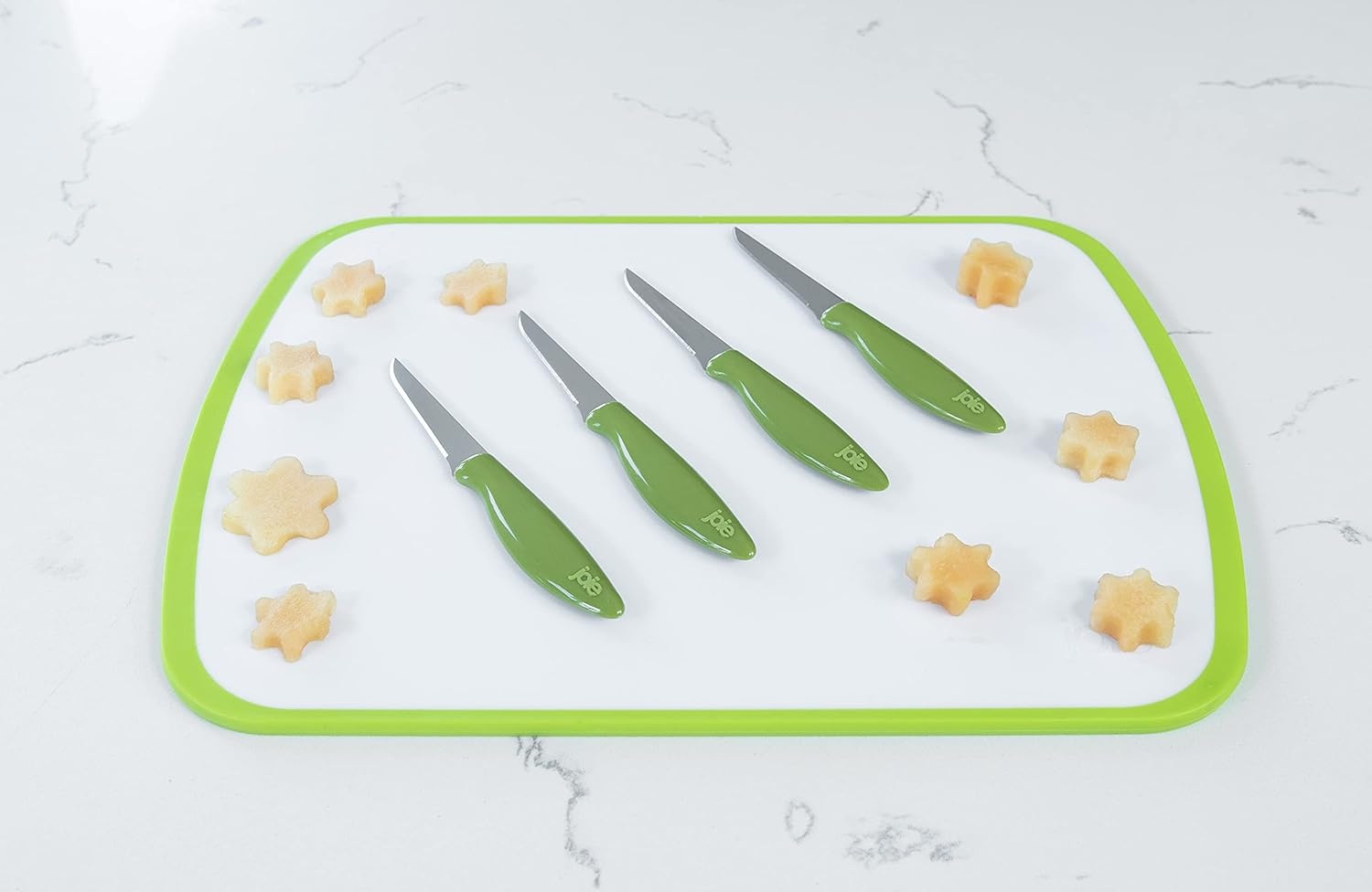 image:imageJoie Paring and Garnishing Knives Set of 4 Stainless Steel 275Inch Tapered Blade for Maximum Precision Ergonomic Handle Colors May Vary