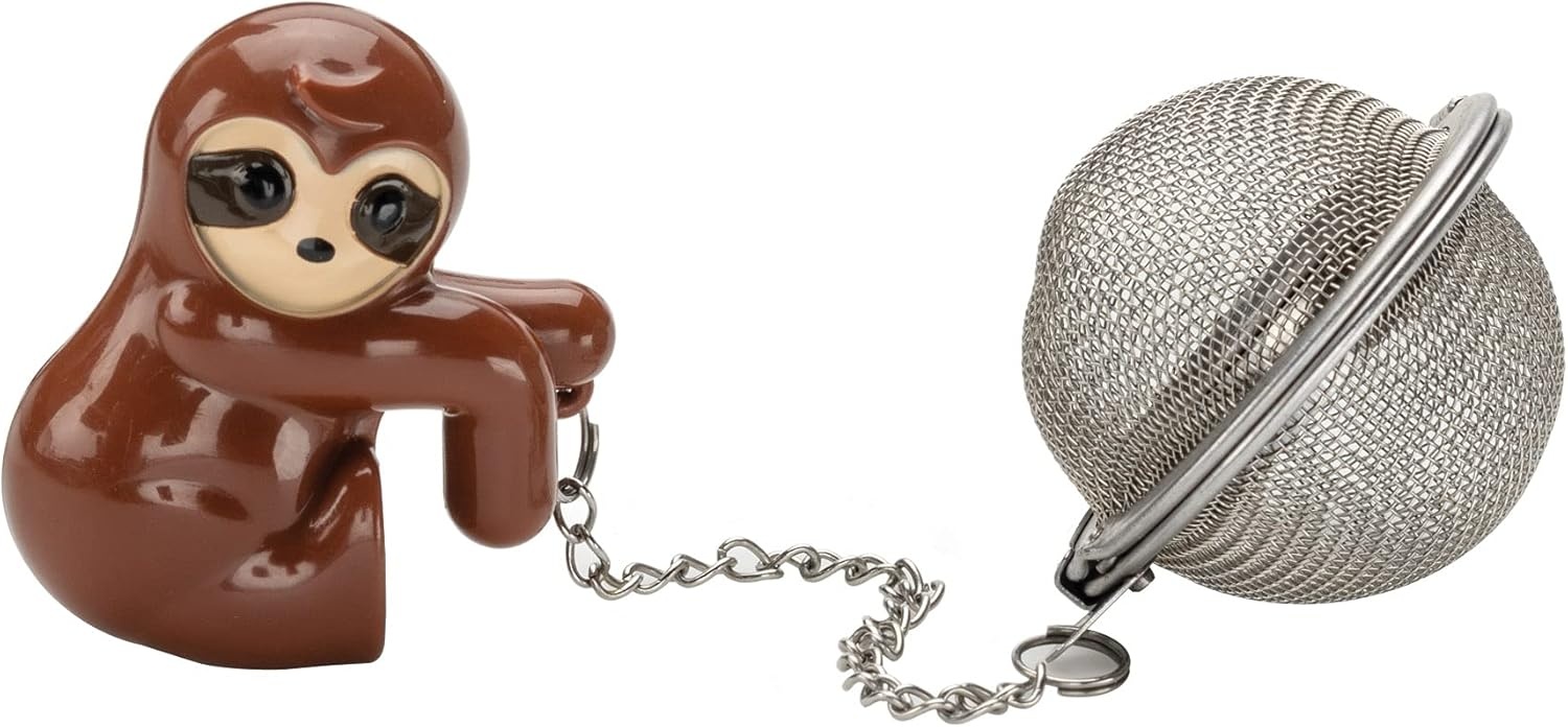 image:imageJoie Sloth Tea Ball Infuser Steep and Strain Loose Leaf Tea Securely Sits on Side of Mug Cute Sloth Design Stainless Steel BPAFree