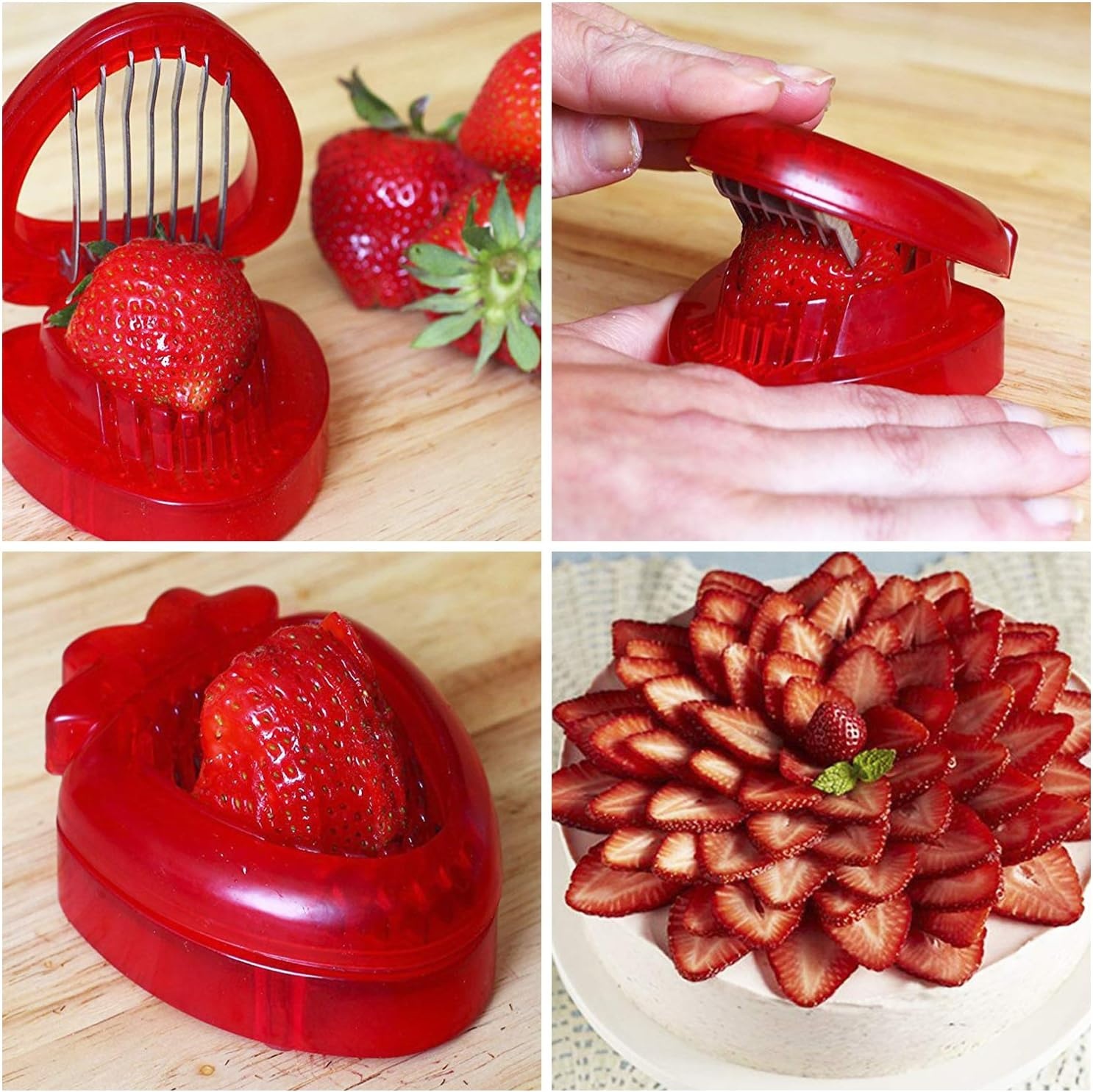 image:imageJoie Strawberry Huller and Slicer Berry Preparation Set Baking Tools RedHull Slice