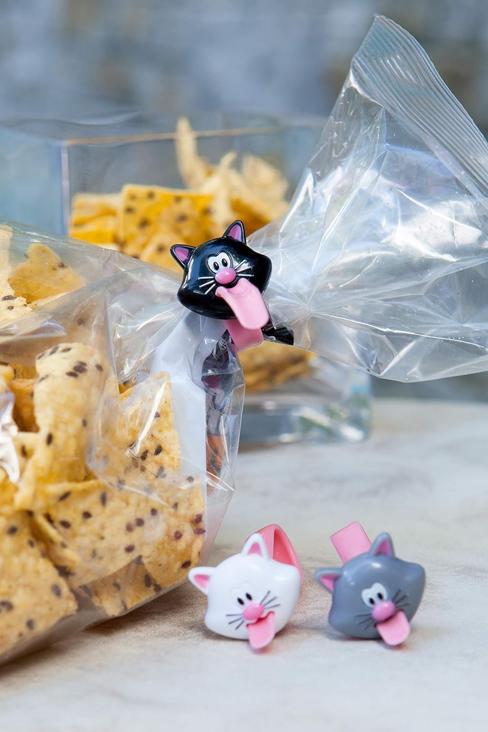 image:imageJoie Woof MultiUse Reusable Kitchen Ties Keep Food Bags Closed for Freshness Organize Cords Cute Cloth Napkin Ring Set of 3 DogThemed Storage Gadget Silicone Chip ClipsCat Bag Ties