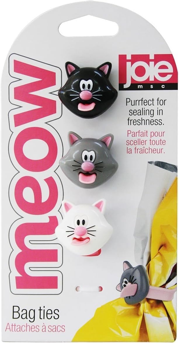 image:imageJoie Woof MultiUse Reusable Kitchen Ties Keep Food Bags Closed for Freshness Organize Cords Cute Cloth Napkin Ring Set of 3 DogThemed Storage Gadget Silicone Chip ClipsCat Bag Ties