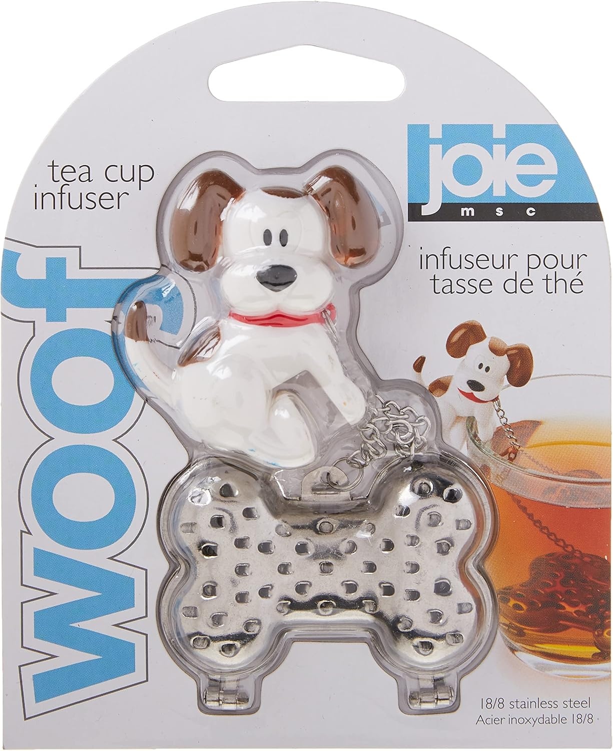 image:imageJoie Woof Tea Ball Infuser Steep and Strain Loose Leaf Tea Securely Sits on Side of Mug Cute Dog Design Stainless Steel BPAFreeWoof