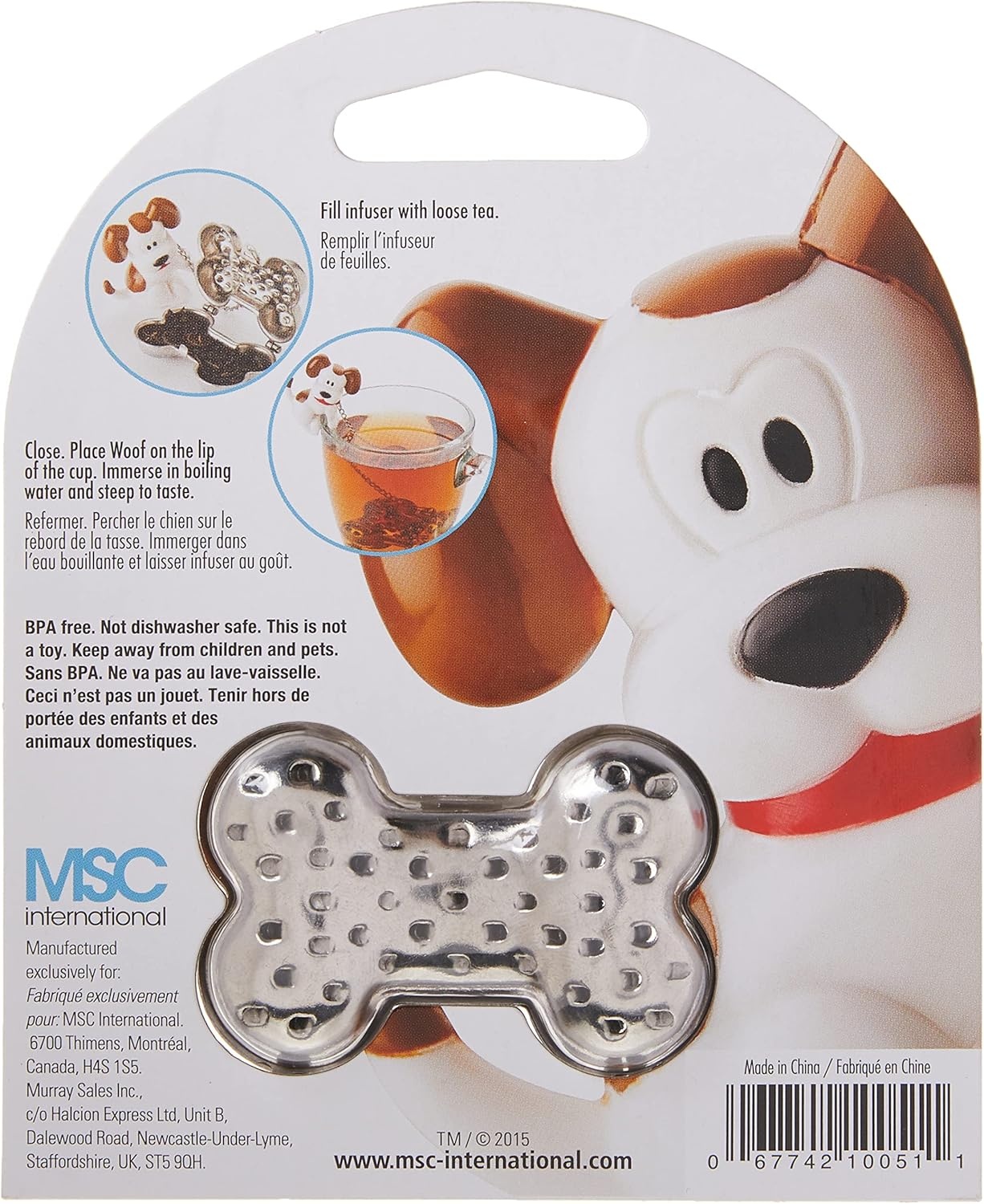 image:imageJoie Woof Tea Ball Infuser Steep and Strain Loose Leaf Tea Securely Sits on Side of Mug Cute Dog Design Stainless Steel BPAFreeWoof