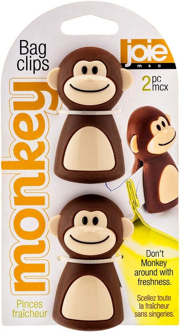 image:imageMSC International 77729 Joie Monkey Bag Clips Set of 2 275 175 x 15Inches BSG BrownMonkey Bag Clips