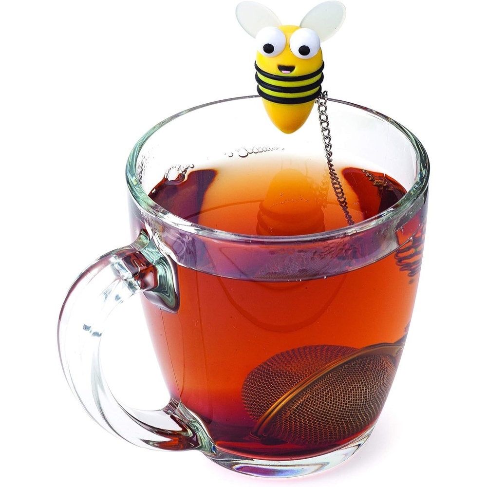image:imageJoie Bumble Bee Tea Ball Infuser Steep and Strain Loose Leaf Tea Securely Sits on Side of Mug Cute Bee Design Stainless Steel BPAFree