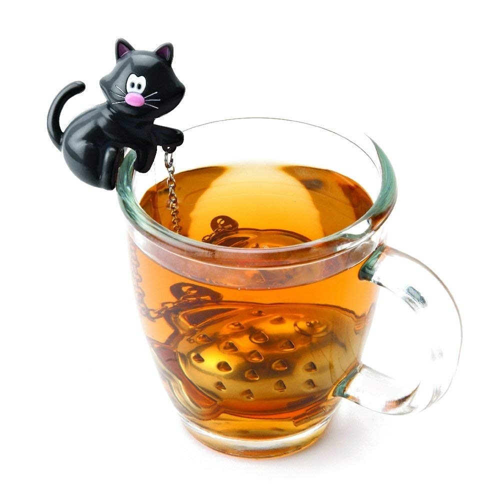 image:imageJoie Meow Tea Ball Infuser Steep and Strain Loose Leaf Tea Securely Sits on Side of Mug Cute Cat Design Stainless Steel BPAFree Colors May Vary