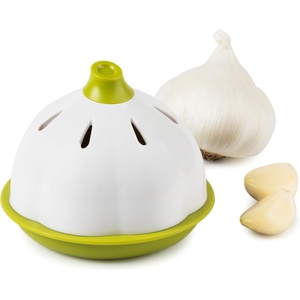 image:imageJoie Garlic Keeper Vented Pod Saver for Firm Fresh and Odorless Storage Holds Full Head or Leftover Cloves Twist to Lock Container Compact Design for Counter BPAFreeGarlic Plastic Pod