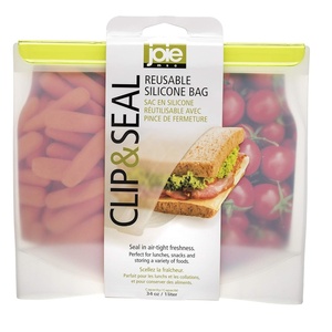 image:imageJoie MSC International Clip and Seal Reusable Silicone Food Storage Bag 34Ounce 1Liter Capacity Assorted Colors Green one Size 29148