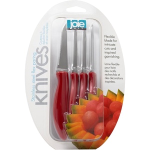 image:imageJoie Paring and Garnishing Knives Set of 4 Stainless Steel 275Inch Tapered Blade for Maximum Precision Ergonomic Handle Colors May Vary