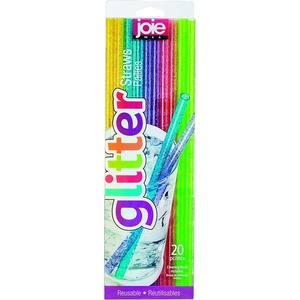 image:imageJoie Silicone Straws with Cleaning Brush Set of 6 Rainbow Color AssortmentGlitter