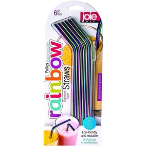 image:imageJoie Silicone Straws with Cleaning Brush Set of 6 Rainbow Color AssortmentRainbow
