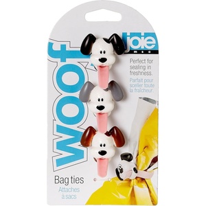 image:imageJoie Woof MultiUse Reusable Kitchen Ties Keep Food Bags Closed for Freshness Organize Cords Cute Cloth Napkin Ring Set of 3 DogThemed Storage Gadget Silicone Chip ClipsDog Bag Ties