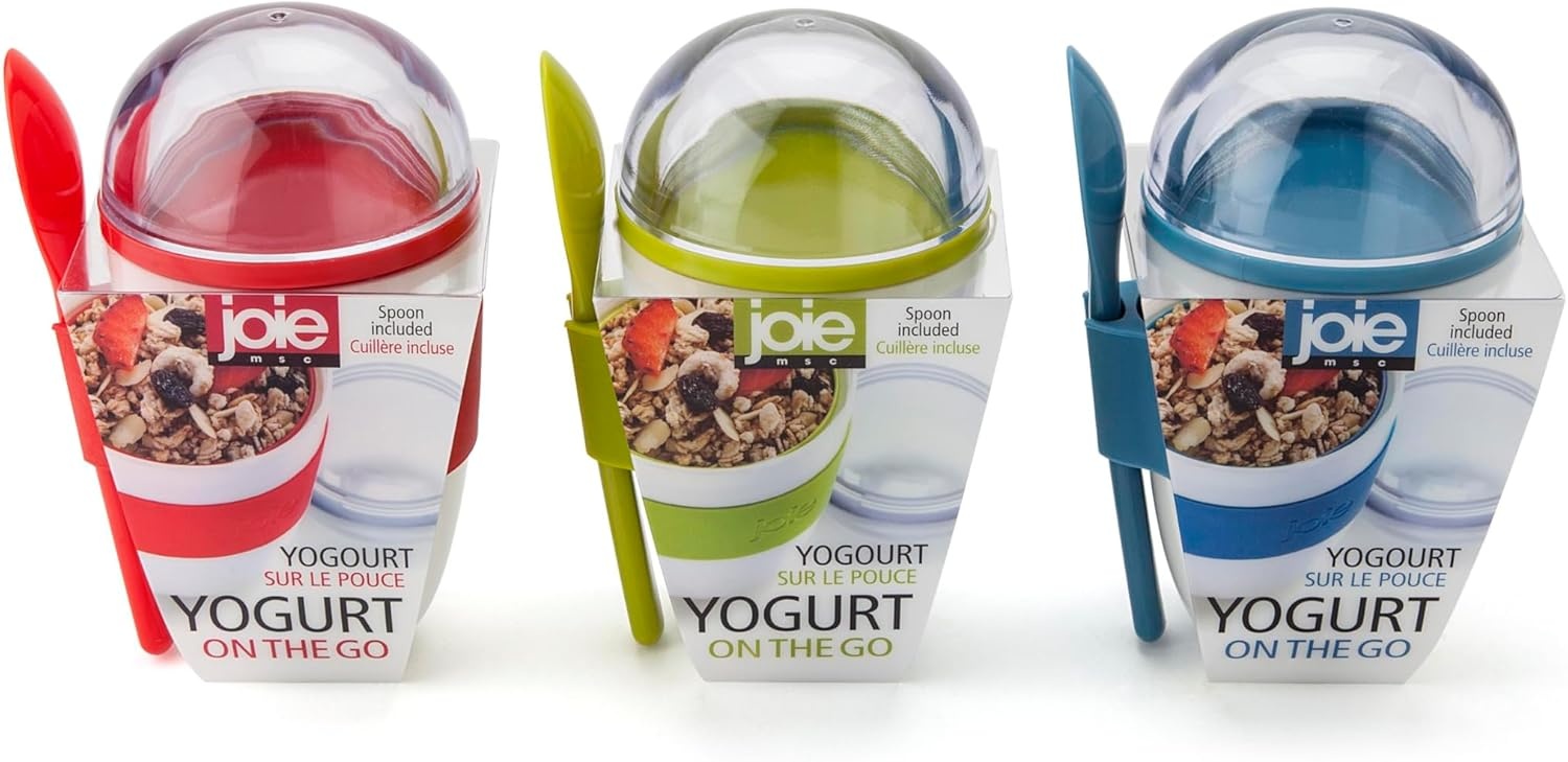 image:imageJoie Yogurt On The Go Portable Cup with SnapOn Spoon Reusable Container with Separate Compartment for Granola Durable and Leakproof BPAFree Great for Lunches or Backpacks Colors May Vary