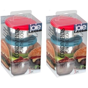 image:imageJoie Condiments On The Go Mini Stainless Steel Containers with LeakProof Silicone Lids Ideal for Lunchbox Dip or Dressing BPAFree Dishwasher Safe Assorted Colors Set of 3One Size Pack of 2