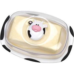 image:imageJoie Moo Moo Butter Dish with Clear Lid 1 Pound Large Capacity Holder Cute Cow Refrigerator Storage Container Durable Plastic Keeps Butter and Cheese Fresh and Flavorful